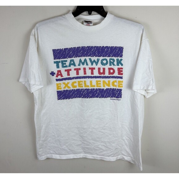 Vintage 90s Single Stitch Graphic T-Shirt / Size XL / White - Picture 1 of 7